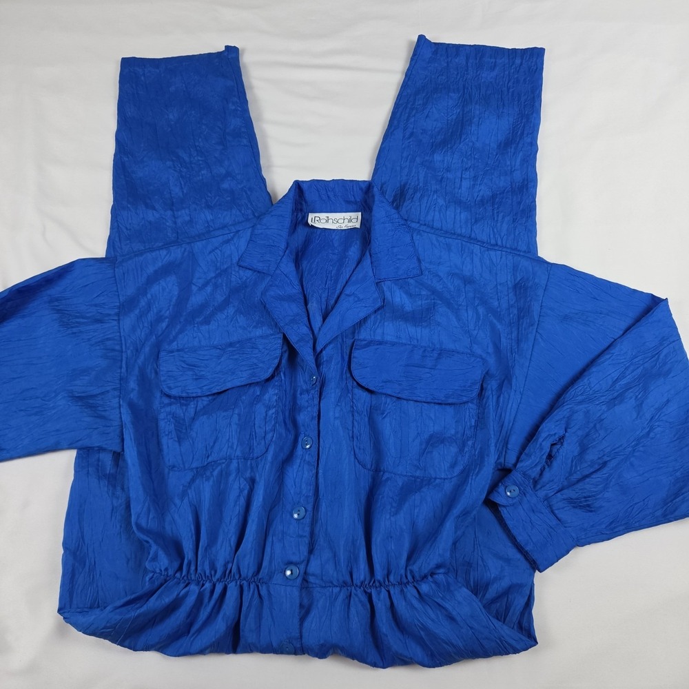 Vtg‎ L Rothschild San Francisco Jumpsuit One Piece Suit Blue Crinkle Size M
